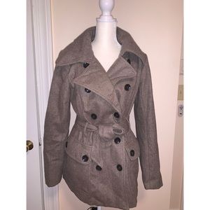 Women’s New York & Co Wool Peacoat, Brown, Small